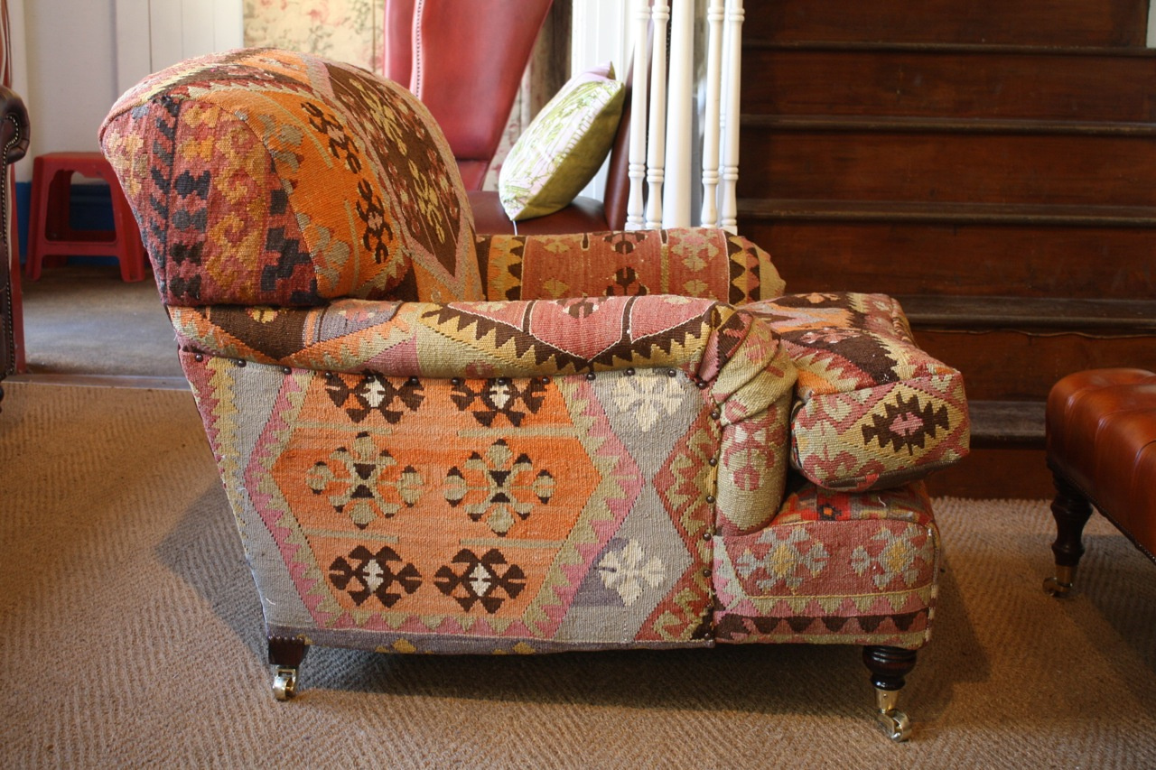 Lansdown Kilim Chair, Leather Chairs of Bath, Kilim Chair, Kelim Chair